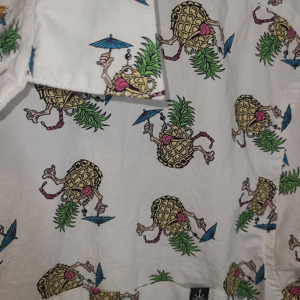 Men's Slim Large Button Down Shirt Pineapple Tiki Shirt Hawaiian Umbrella Drinks